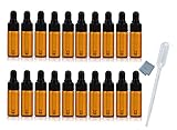 ELFENSTALL Simple-e 20pcs 5ml 1/6oz Amber Mini Glass Bottle Amber Sample Vial Small Essential Oil Bottle with Glass Eye Dropper + 1pc Glass Clean Cloth + 1pc 3ml Dropper