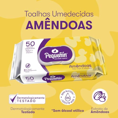 Pequeñín, Lenços Umedecidos, Amêndoas - 50 unidades