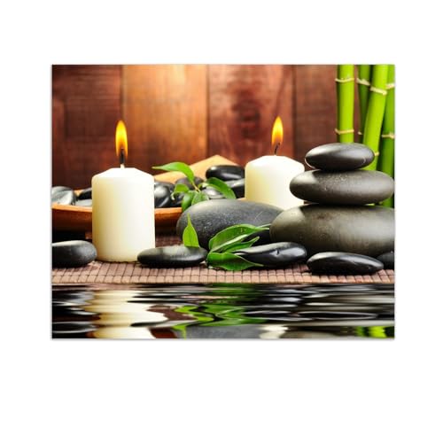 Toile Zen bambou vert 30x40cm pour décoration murale de salon