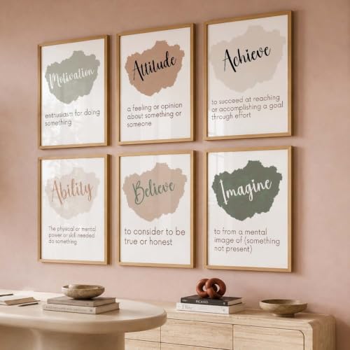 Image of kotart Quote wall Paintings with Frame for Home Decoration - Painting for Living Room Bedroom Office Wall hanging frames Set of 6 Multicolo (13x17 inch, A)