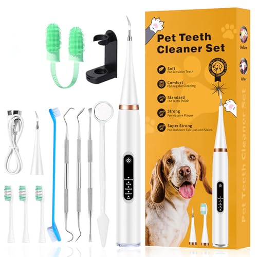 Dental Care Cleaner Kit for Dogs Cats,cat dog electric tooth brush teeth cleaning,plaque remover Reduces Plaque & Tartar Buildup,ultrasonic plaque off,Gentle and Comfortable for Pet Teeth Oral Care