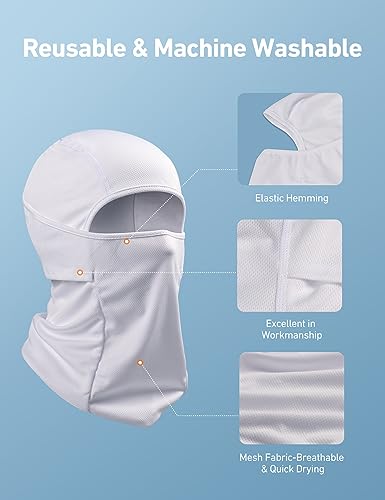 AstroAI Ski Mask Balaclava, Windproof UV Protector Face Cover, White - image 7
