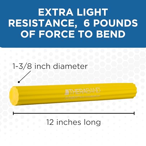 Image of THERABAND FlexBar Resistance Bar, Extra Light, Wrist & Forearm, Yellow | Flex therapy bar for physical therapy, wrist and forearm exercise, with a non slip grip