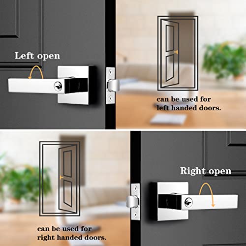 Serrure de porte design pour rénovation maison poignées carrées chrome poli pack de 5