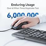 TECKNET USB Wired Mouse, 6-Button Corded Mouse with 2 Adjustable DPI, Optical Computer Mouse with Ergonomic Design and 5FT Cord for Laptop, Chromebook, PC, Desktop, Mac, Notebook-Grey - Image 4