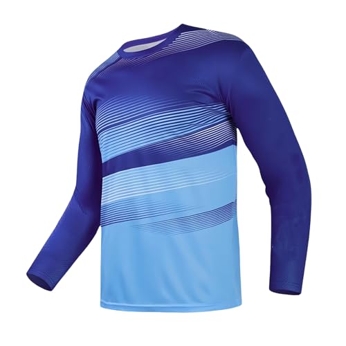 Maillot de VTT manches longues pour hommes bleu L anti-transpiration