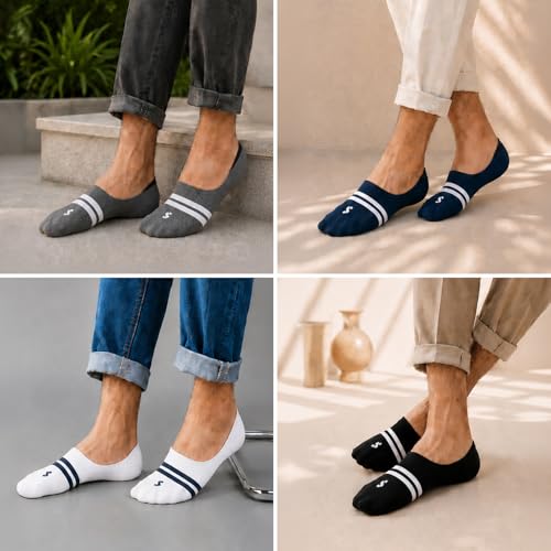 Image of Supersox Stylish No Show Loafer Socks for Man | Combed Cotton | Breathable & Moisture Absorbent | Anti-Odour | Anti-Slip Grip | Low Cut Invisible Fit