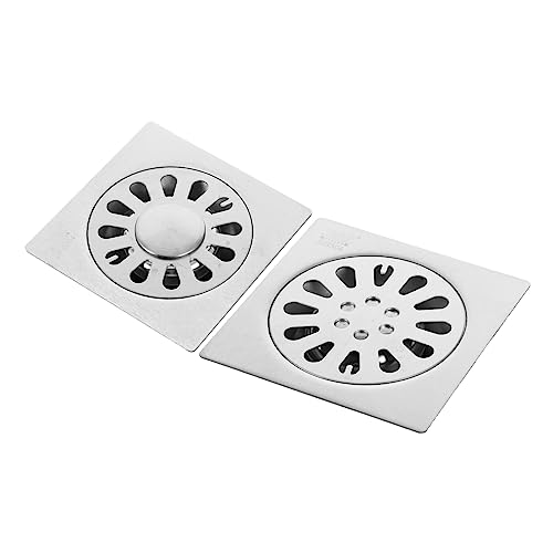 Drain de sol en acier inoxydable carré pour douche et salle de bain | Lot de 2 - 2