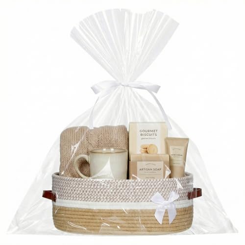 Image of Colingmill Large Woven Basket for Gifts Empty Set with Gift Bags and Ribbon Gift Baskets and Wrapping Set Storage 14 inchx 10 inchx 5.5 inch Decorative Box for Class of 2026 Graduation(Brown)