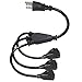 KUNCAN 3-Outlet Splitter Extension Cord - 3 Prong 1 to 3 Way Power Splitter Extension Cable, 1FT 16AWG 13A/1625W, NEMA 5-15P to 3*NEMA 5-15R Y Style Extension Cord (Black 1-Pack)