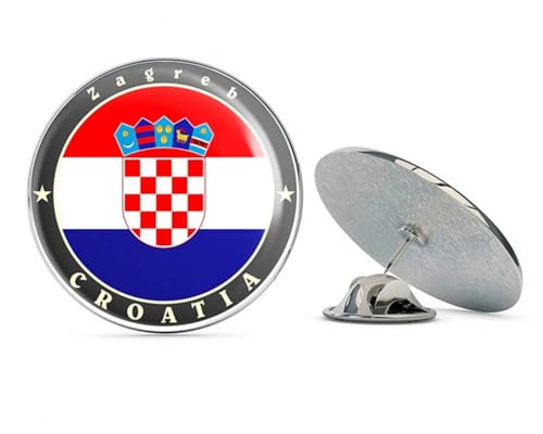 Zagreb Croatia Round Metal 0.75" Lapel Pin Hat Shirt Pin Tie Tack Pinback2
