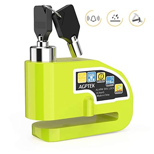 AGPTEK Candado Disco Moto con Alarma Antirrobo Acero 7mm 110DB para Motos, Motocicletas, Bicicletas, Candado Bloqueo para Moto Impermeable con Bolsa y 2 x Llaves, Verde