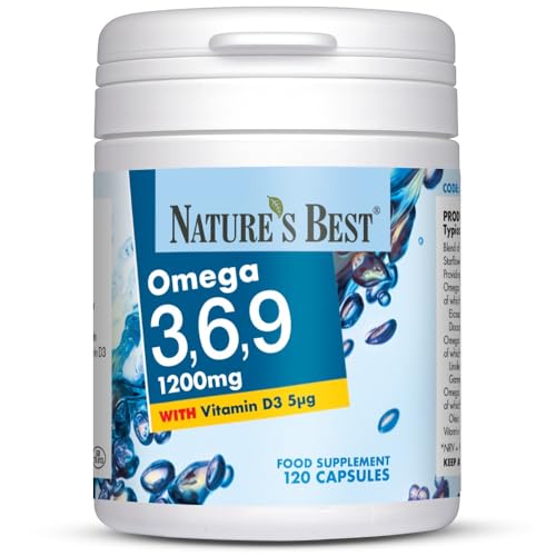 Nature's Best Omega 3, 6, 9 with Vitamin D3-1-2 Daily - UK Made - 120 Capsules (3+ Months' Supply)