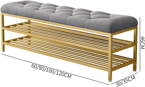 Banc à chaussures moderne avec assise rembourrée de luxe en métal - 3