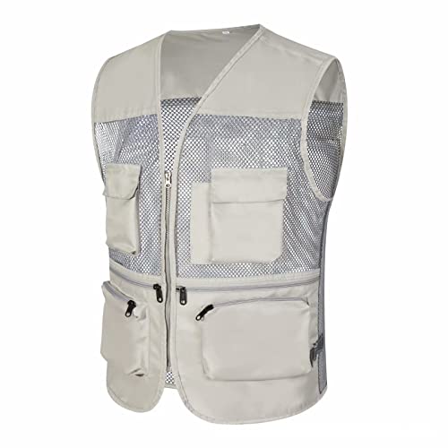 Gilet d'Extérieur Multifonction avec Nombreuses Poches - Vêtement de Pêche Sans Manches pour Homme - Travail d'Été, Photographie, Sport, Séchage Rapide et Champ Lumineux