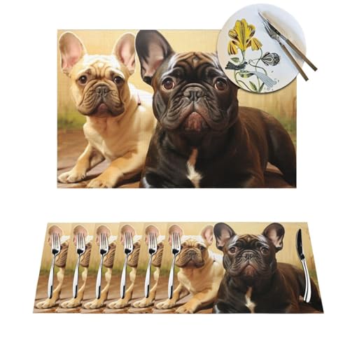 Sets de table bouledogue français antidérapants lavables cuisine extérieur - 2