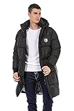 Cipo & Baxx Herren Wintermantel Daunenjacke Parka Stepp Mantel Jacke Lang Kapuze CM195 Schwarz M