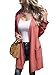 Saodimallsu Strickjacke Damen Lang Leicht Cardigan Langarm Open Front Strickpullover Einfarbig Freizeit Strickmantel Outerwear mit Tasche Dunkelrosa XXL
