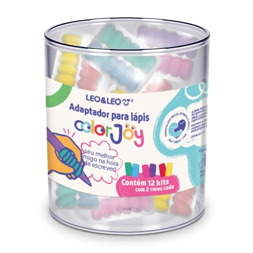 Adaptador de Lápis de Eva Colorjoy - Pote C/ 24 Unidades (12 Duplas) Leo&leo