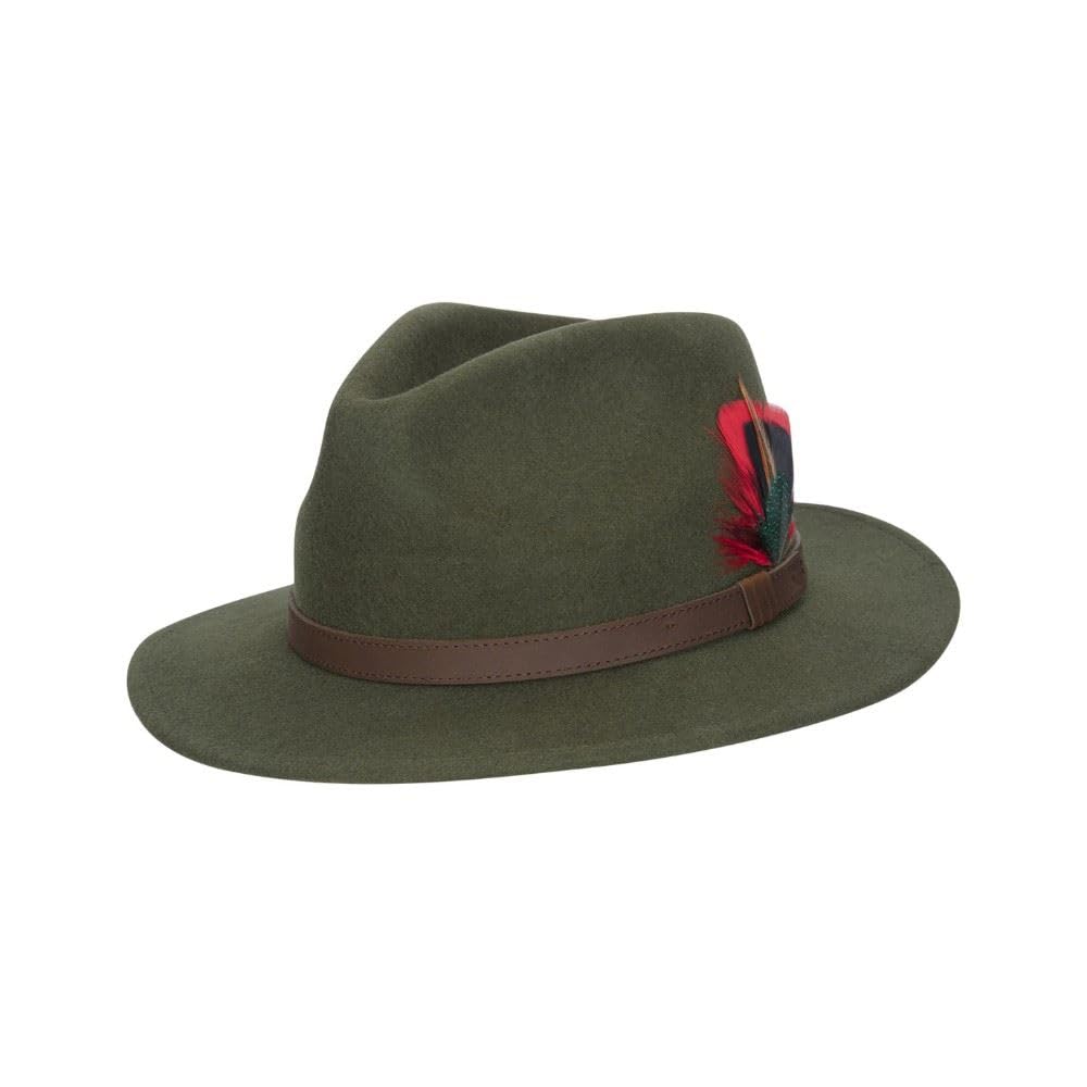 Walker And Hawkes Unisex Olive - Wool Felt Howick Hat - Xl (60Cm)