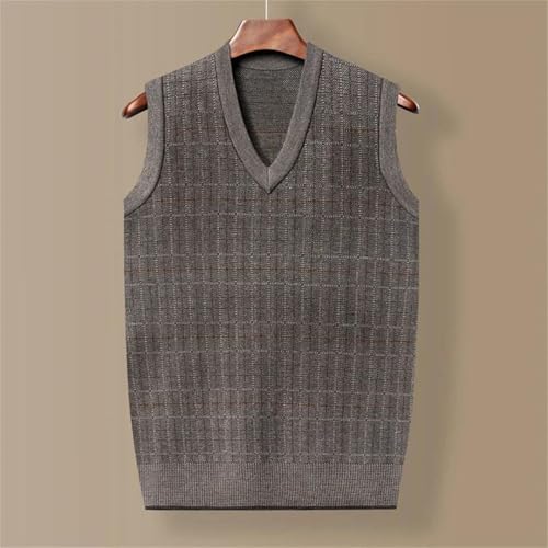 TdvcpmkkMen's Thickened Casual Sweater Vest Autumn And Winter Warm Men's V-Neck Sleeveless Pullover Vest Sweater2