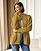 ReachMe Womens Cable Knit Oversized Cardigans Button Up Striped Sweater Jackets Fall Casual Outerwear Coats with Pockets (Mustard Yellow,S)