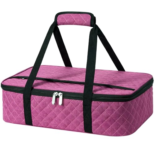 Insulated Casserole Carrier Fits 9"x13" Dish, Portable Food Tote- Rose Red