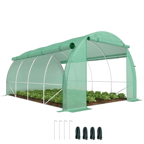 Outsunny Invernadero de Exterior 4x3x2 m Tipo Túnel con Puerta Verde