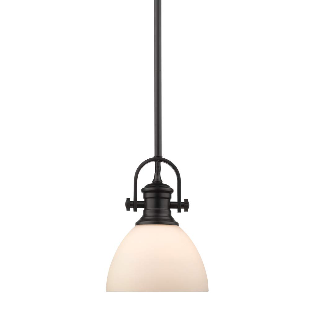 Hines Mini Pendant Matte Black with Opal Glass