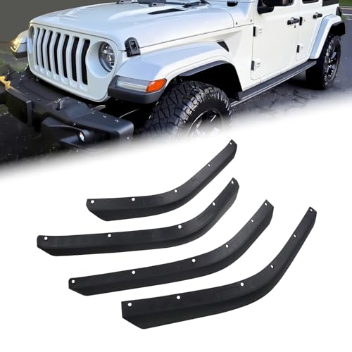DEWHONETE Front & Rear Fender Flares Extensions Set Compatible with 2018-2024 Jeep Wrangler JL JLU, Fender Liner Fender Trim Mudguard Extension Protector(Fit Lower Clearance Fender Flares)