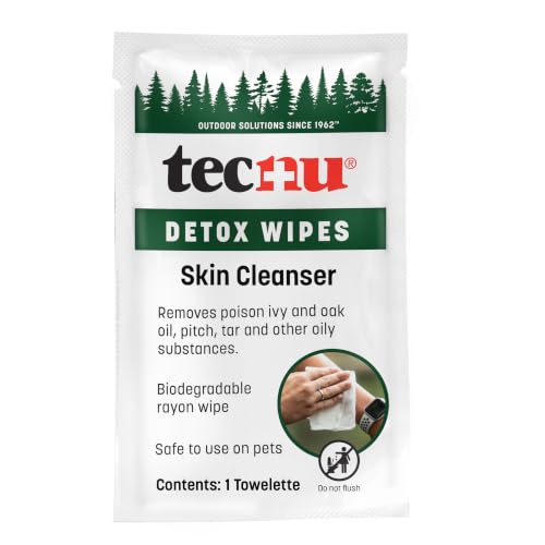 Image of Tecnu Detox Wipes, Poison Ivy Wipes, Large Individual Towelettes Remove Rash-Causing Oil from Skin, Waterless, Also for Oak and Sumac, Camping Essentials, 12 Count (Pack of 2)