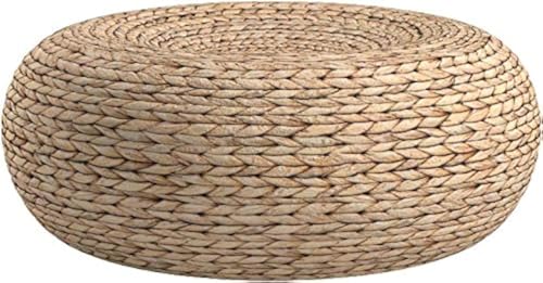MAHAO Straw Flat Seat Cushion Handmade Floor Pouf Mat Ottoman Footstool for Meditation Zen Yoga Practice or Buddha (15.7 Dia. x 6.3 H)
