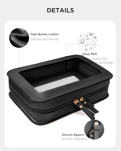 Image of LETGO Clear Makeup Bags for Travel, TSA Approved Toiletry Bag with Zipper, Makeup Organizer Fit Carry-on Essentials, Car Accessories Organizers Storage for Women Men (Clear-Black)