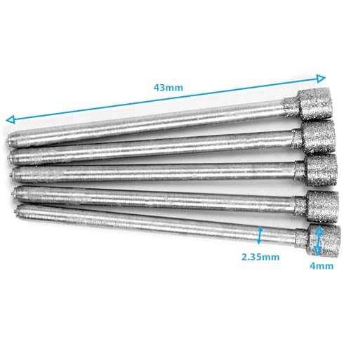 Set 5 fresas diamantadas cabeza cilíndrica 4 mm diámetro miniatura 2