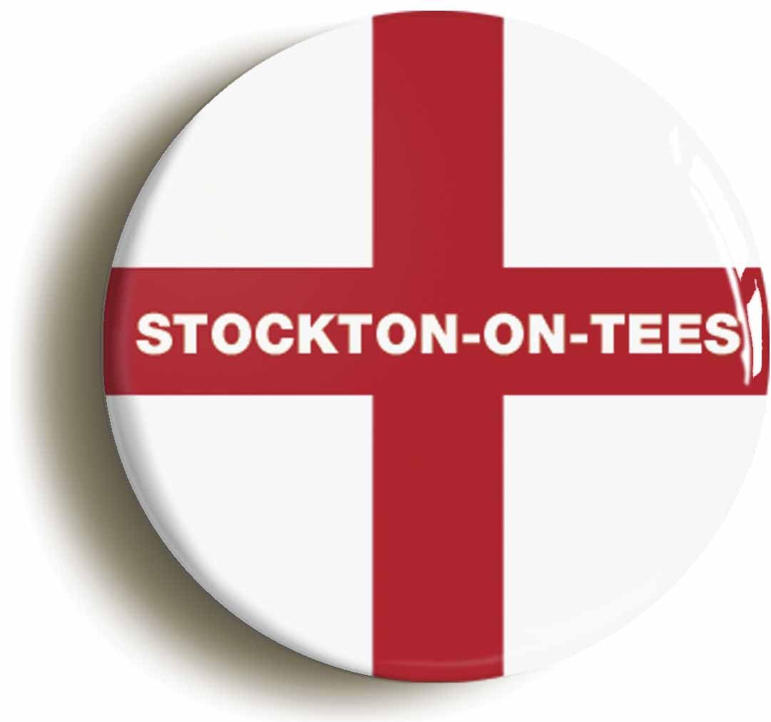 Stockton-On-Tees England Flag Fridge Magnet (Circular 2inch / 50mm Diameter)