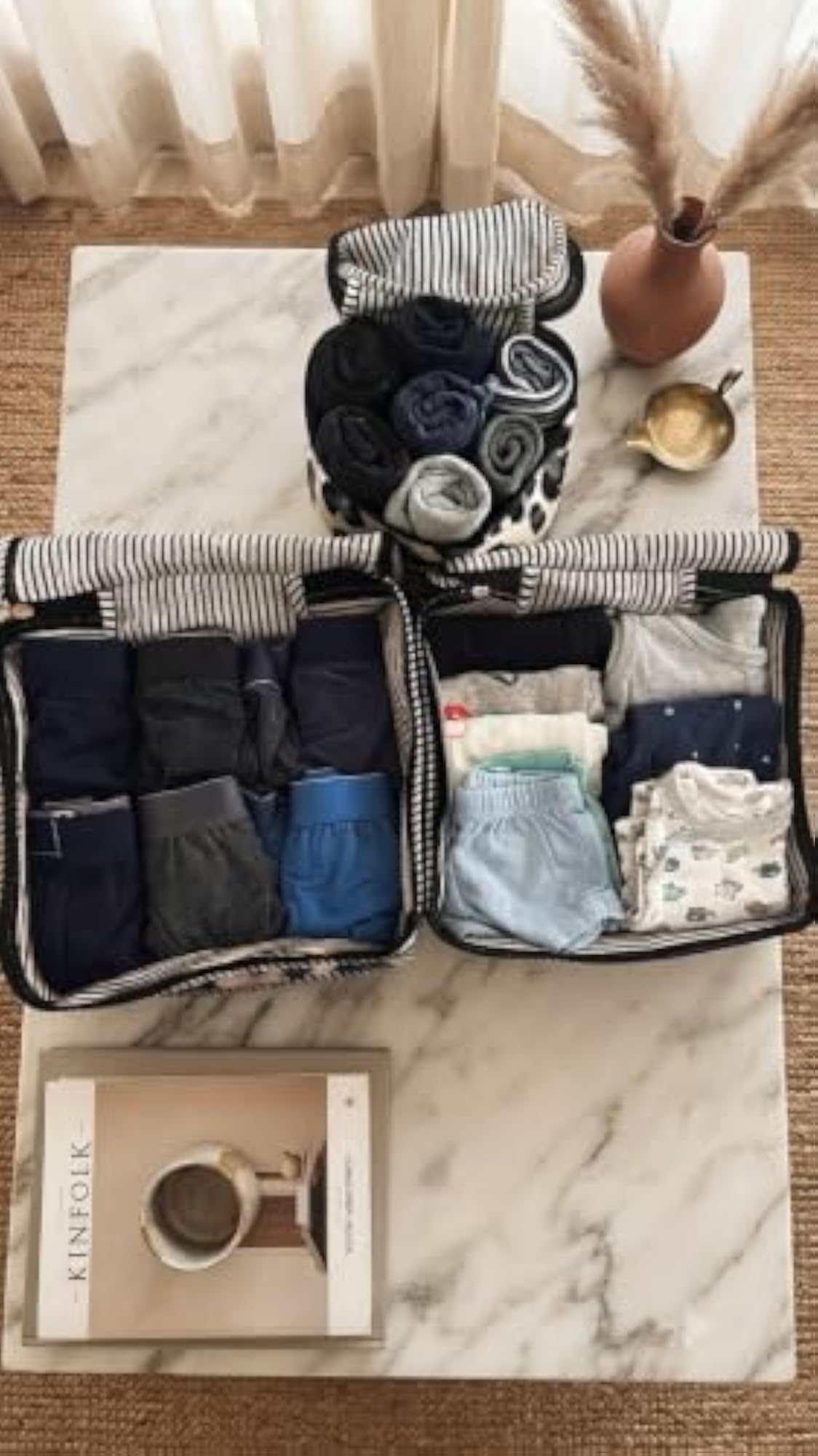 Travel Organizer Packing Cubes Set of 3, Cream Panther