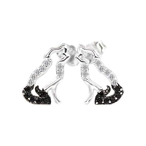 MixiuEuro Women Girls Wolf Way Stud Earrings 925 Sterling Silver Cubic Zirconia Open Wolf Stud Earrings Jewellery Gift For Girls Child Cover