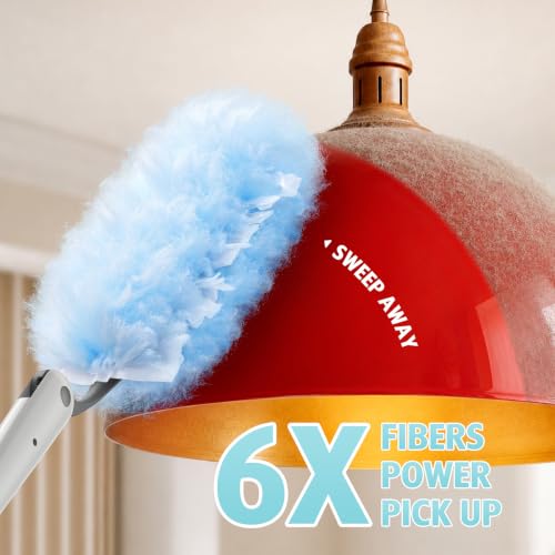 Image of 30 Count Heavy Duty Duster Refills with 3 ft Extendable Handle Starter Kit, Compatible with Swiffer Disposable Microfiber Feather Dusters for Cleaning Home