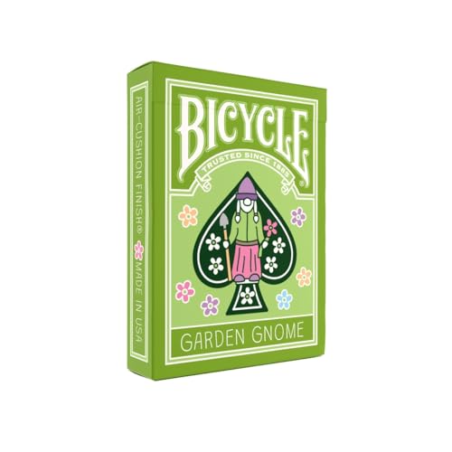 Image of Bicycle Garden Gnome Playing Cards Collectible Lawn Gnome Toys 1 Deck | Whimsical gnome-themed court cards, Custom cycling gnome card backs, Hidden gnomes in pip artwork, Made in USA