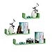 Relaxdays Regalbrett 3er Set, Hängeregal Wand, Wandboard Holz, Gewürzregal hängend, Wandregal, U-Form, MDF, grün