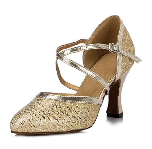 Chaussures modern jazz femme or avec talon de 8cm pointure 35 style dore