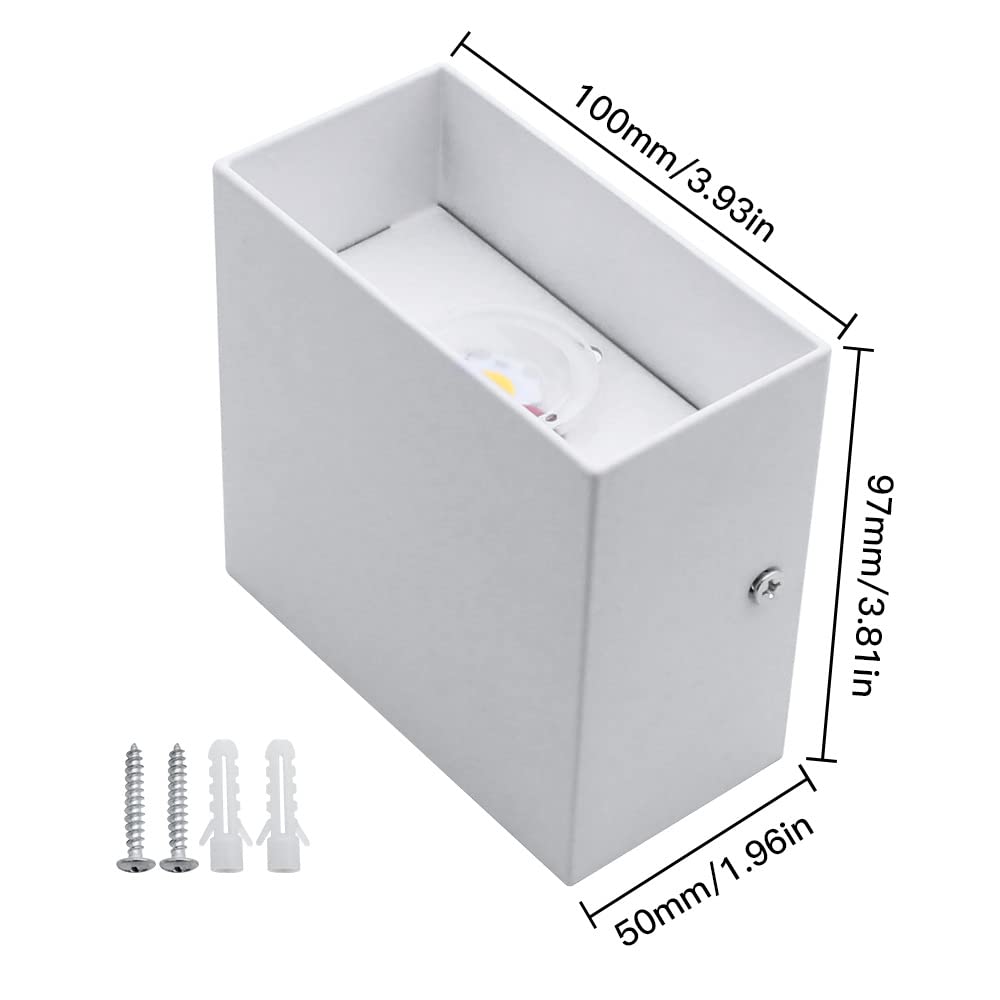 CHEVVY 2Pcs Applique Murale LED 7W Moderne Intérieur 3000K Carrée Blanche Décorative pour Chambres à Coucher, Salon