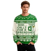 Oh This Calls for A Spreadsheet Christmas Sweater Excel Sweatshirt,Funny Inappropriate Adult Humor Crewneck Sweatshirt,Family Xmas Gift Green,XXL