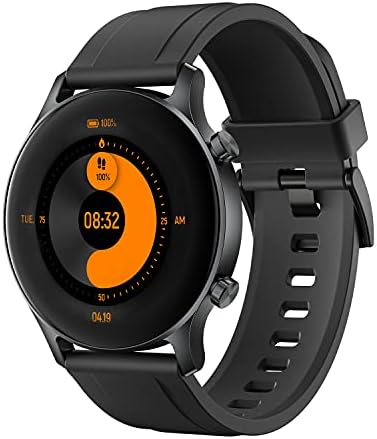 Haylou RS3 LS04S akıllı saat, 1,28 inç LCD ekranlı fitness kol saati, nabız saati, fitness izleyici, 5 ATM su geçirmez, GPS, uyku monitörü, kronometre, kadınlar ve erkekler için, Siyah, tek beden, - Görsel 1