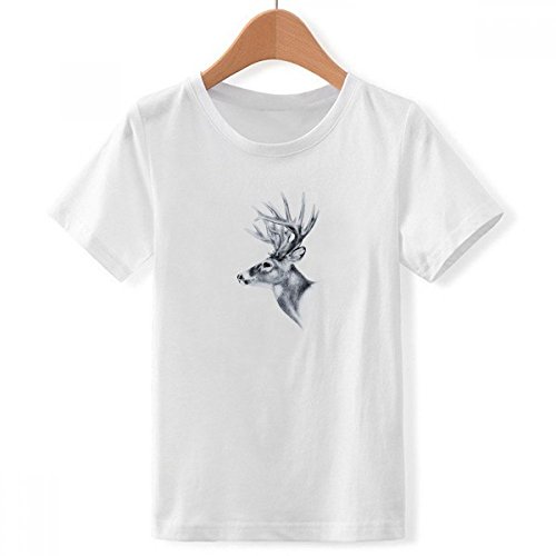 T-shirt col blanc cerf sketch pour garçons multicolore XX-Grand