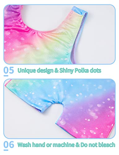 Nymphperi Gymnastics Leotards For Girls 2 Pack Size 4T 5T Soft Colorful Rainbow Sparkly Biketards Cute Unicorn Sleeveless Swimsuit For Birthday Gift thumb #4