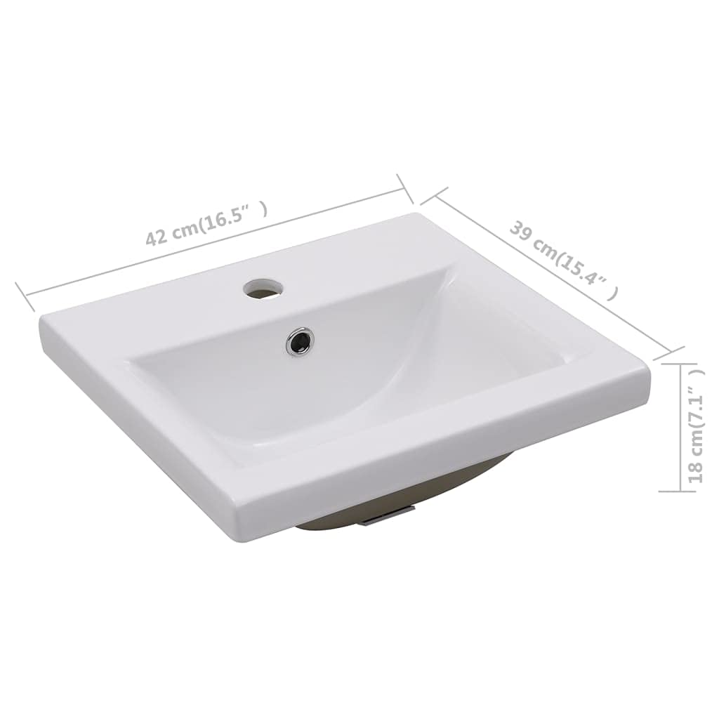 Genérico Lavabo encastrado de cerámica Blanco 42x39x18 cm,Bricolaje,Fontanería,Piezas para fontanería,Lavabos y fregaderos,Lavabos-145060