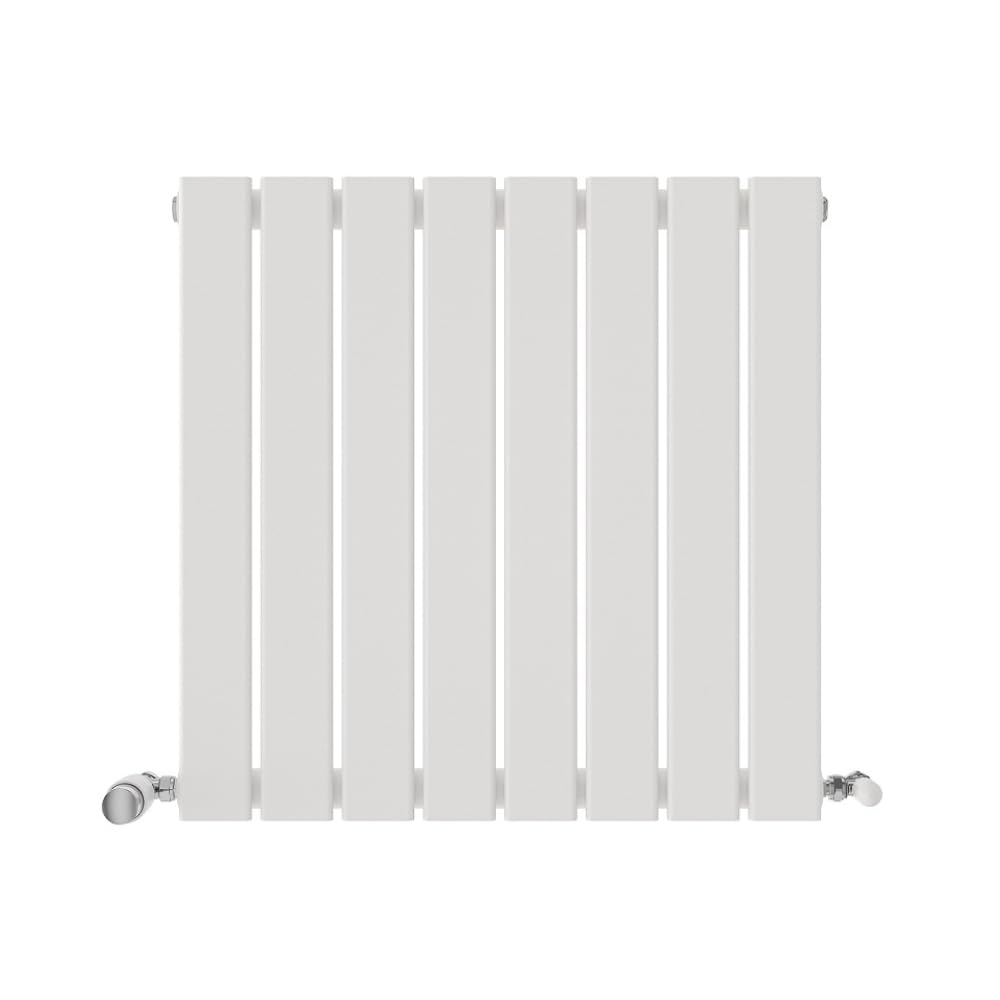 iBathUK Apex Wall Mounted Horizontal Single Slim Flat Panel Radiator, Steel Hydronic Central Heating, High Thermal Output Design, Modern Designer Radiator for Bathroom in Matt White, 600×608mm