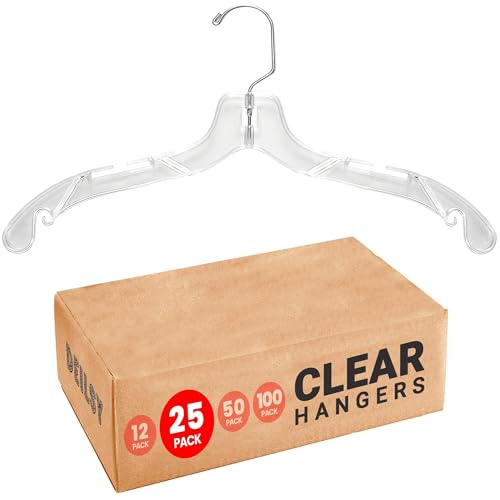 DEILSY™ Clear Plastic Hangers 25 Pack - Durable Clothes Hanger