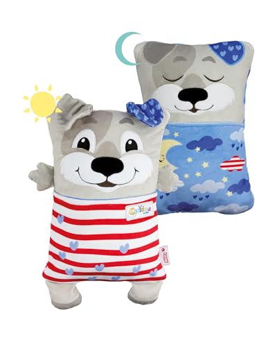 NICI Cosidoo Kuscheltier Hund mit Wendefunktion 30x20cm - grau - Weiches Plüschtier – Für kleine Kuscheltierliebhaber zum Kuscheln & Spielen. Ideal für Zuhause, den Kindergarten oder unterwegs - 62291